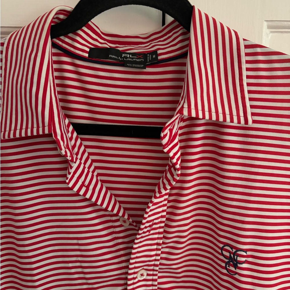 RLX Ralph Lauren Red and White Striped Polo